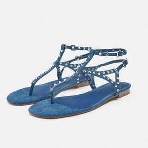 Zara denim studded sandals